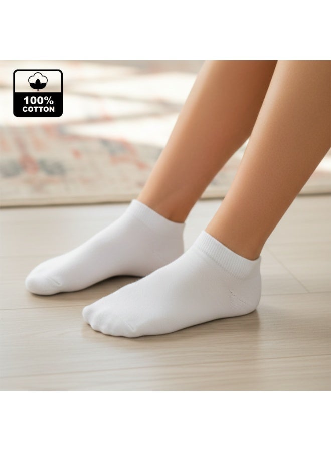 بيير دونا جوارب كاحل للبنات عبوة 6 قطع – أبيض | مزيج قطن ناعم | قابلة للتنفس ومرنة لراحة فائقة | للمدرسة والاستخدام اليومي | العمر 10–12 سنة - Image 3